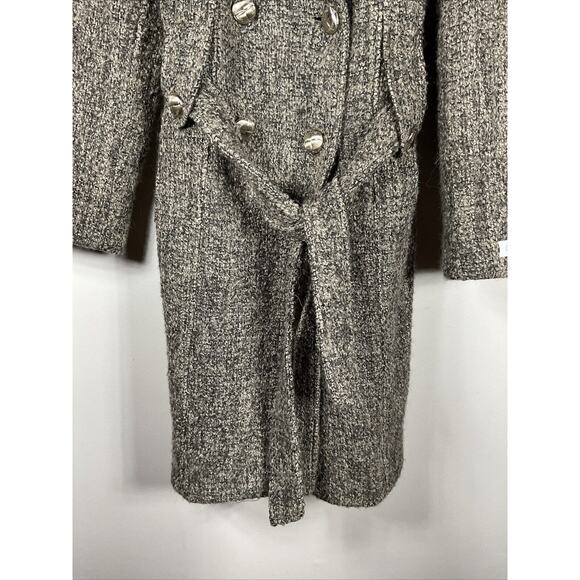 Calvin Klein Women’s Tweed Wool Belted Military Pea Coat size 10 Knit Collar - Picture 6 of 14